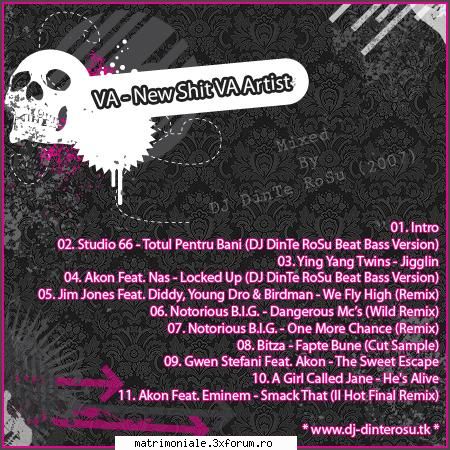 va - new shit va artist - mixed by dj dinte rosu (2007)

* mix it my way * best unofficial dj :

01.
