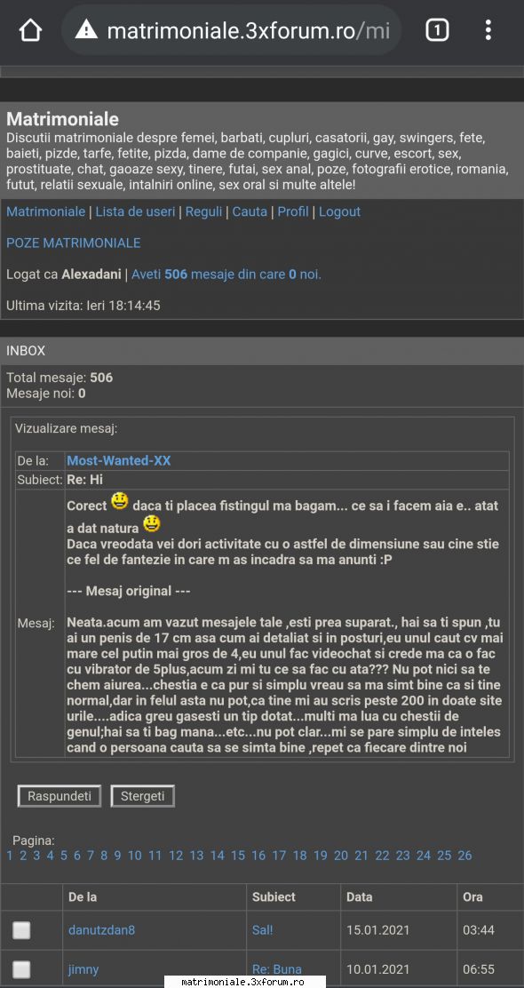 Un tip care sa ma futa si pe mine? - Ultimul mesaj dat de la Most-Wanted-XX pe : :50" - Gay